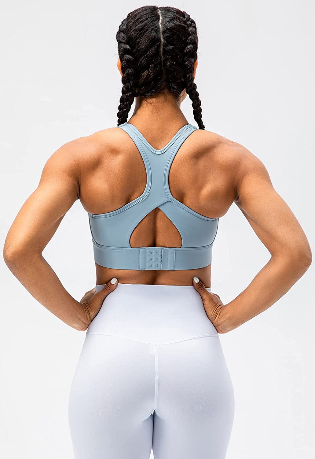 Lavento Women'S Racerback Sports Bra Hook-And-Eye Closure High Impact Running Training Bras Top