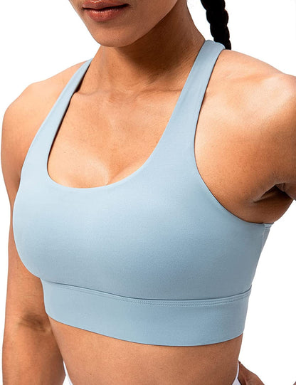 Lavento Women'S Racerback Sports Bra Hook-And-Eye Closure High Impact Running Training Bras Top