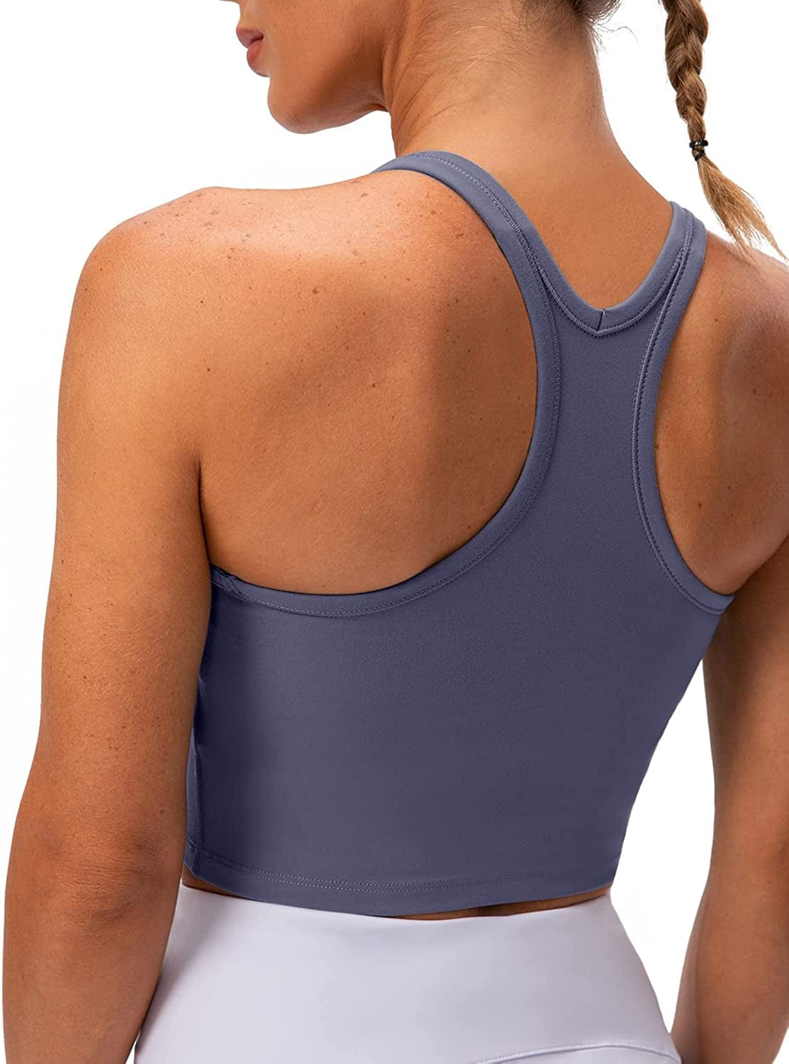 Lavento Women'S Racerback Sports Bra Yoga Crop Top with Built in Bra