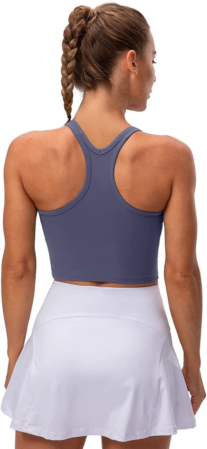 Lavento Women'S Racerback Sports Bra Yoga Crop Top with Built in Bra