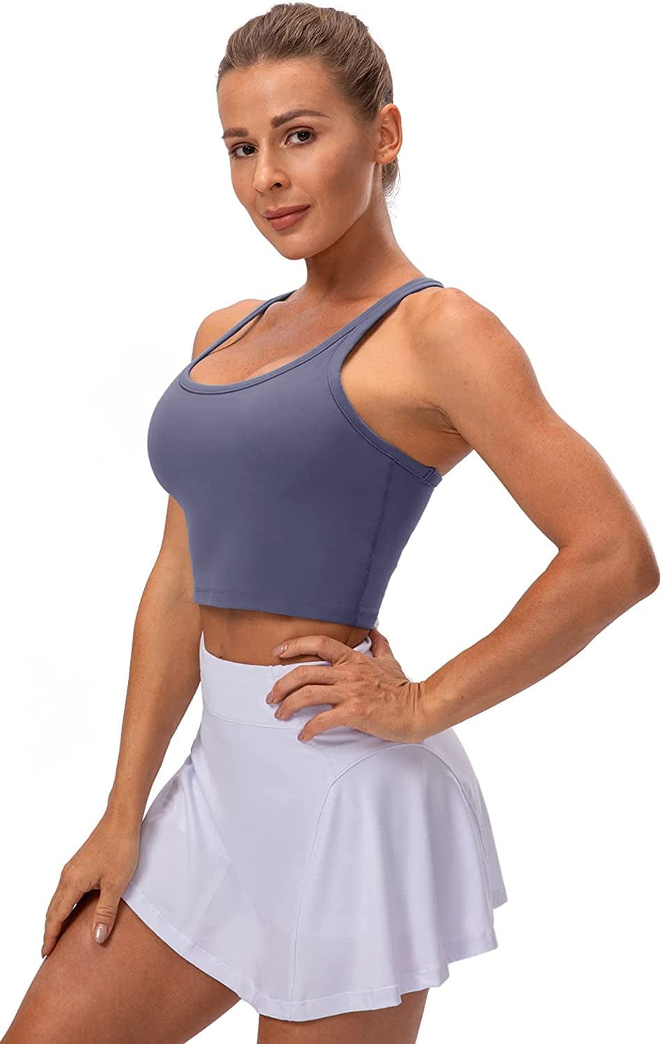 Lavento Women'S Racerback Sports Bra Yoga Crop Top with Built in Bra