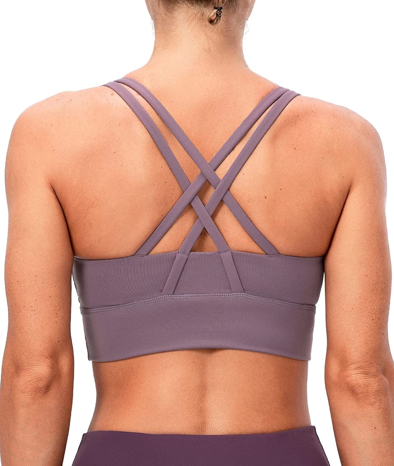 Lavento Women'S Strappy Sports Bra Medium Support Workout Training Top 2026 Mauve Taupe / Small