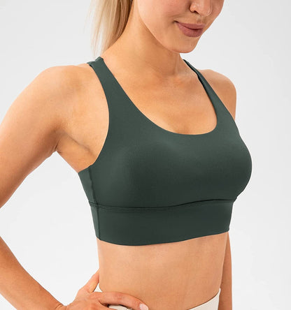 Lavento Women'S Strappy Sports Bra Medium Support Workout Training Top