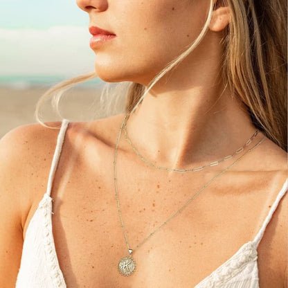 Layered Gold Necklace for Women,14K Gold Plated Necklace Initial Letter Necklace Green Crystal Necklace Gold Necklaces Set Layering Paperclip Chain Gold Layered Necklaces for Women Girls Jewelry Gifts
