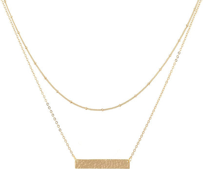 Layered Heart Necklace Pendant Handmade 18K Gold Plated Dainty Gold Choker Arrow Bar Layering Long Necklace for Women layer bar