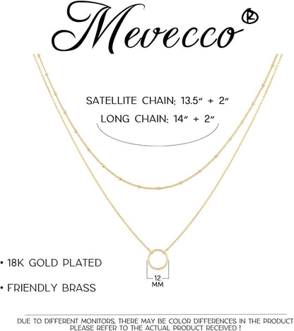 Layered Heart Necklace Pendant Handmade 18K Gold Plated Dainty Gold Choker Arrow Bar Layering Long Necklace for Women