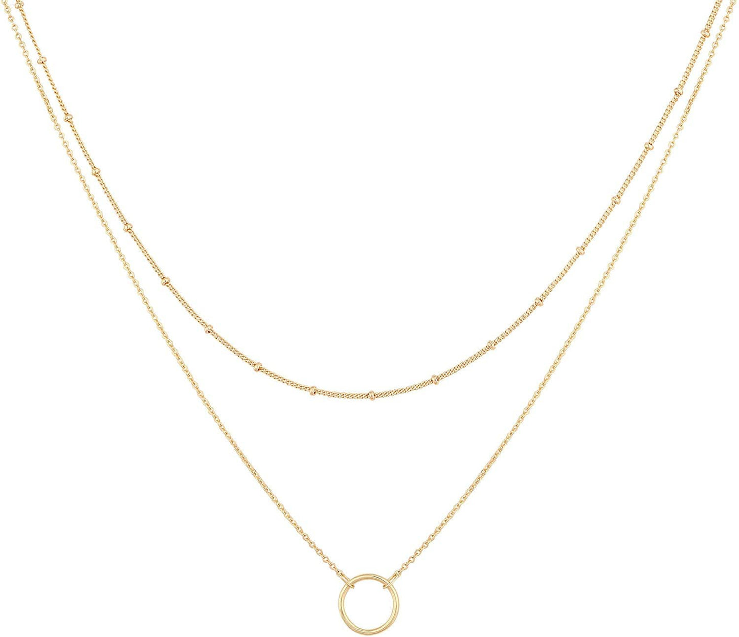 Layered Heart Necklace Pendant Handmade 18K Gold Plated Dainty Gold Choker Arrow Bar Layering Long Necklace for Women layer karma