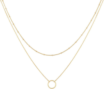 Layered Heart Necklace Pendant Handmade 18K Gold Plated Dainty Gold Choker Arrow Bar Layering Long Necklace for Women layer karma