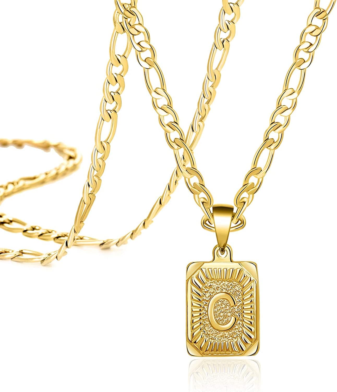 Layered Necklaces for Women Dainty Paperclip Snake Choker Chain Necklaces Letter Initial Pendant Chains Gold Layered Necklace for Women C-2