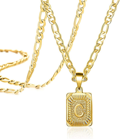 Layered Necklaces for Women Dainty Paperclip Snake Choker Chain Necklaces Letter Initial Pendant Chains Gold Layered Necklace for Women C-2