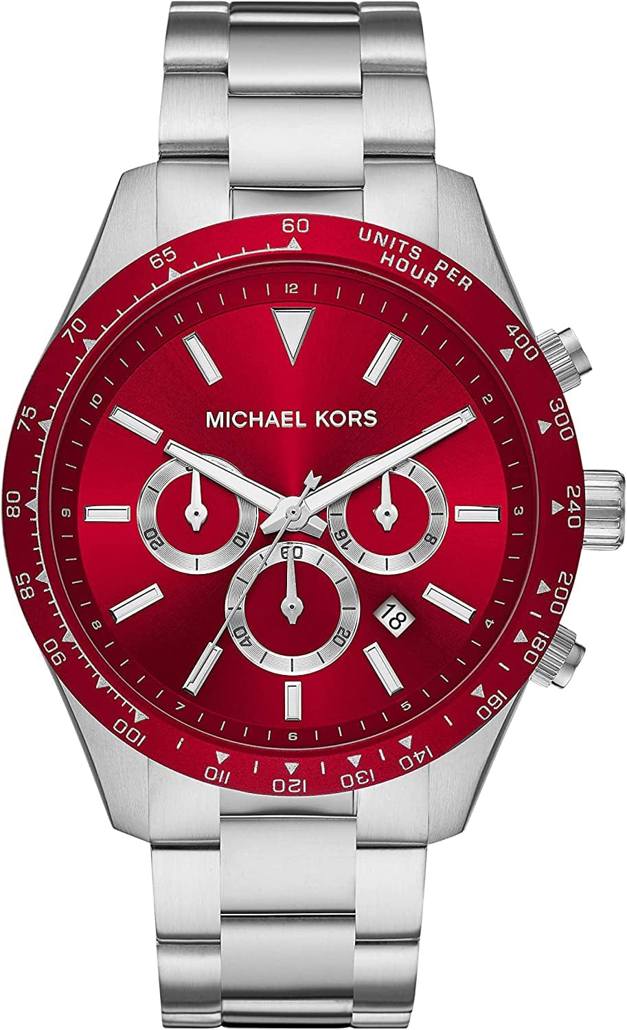 Layton Stainless Steel Watch Silver & Red Chronograph