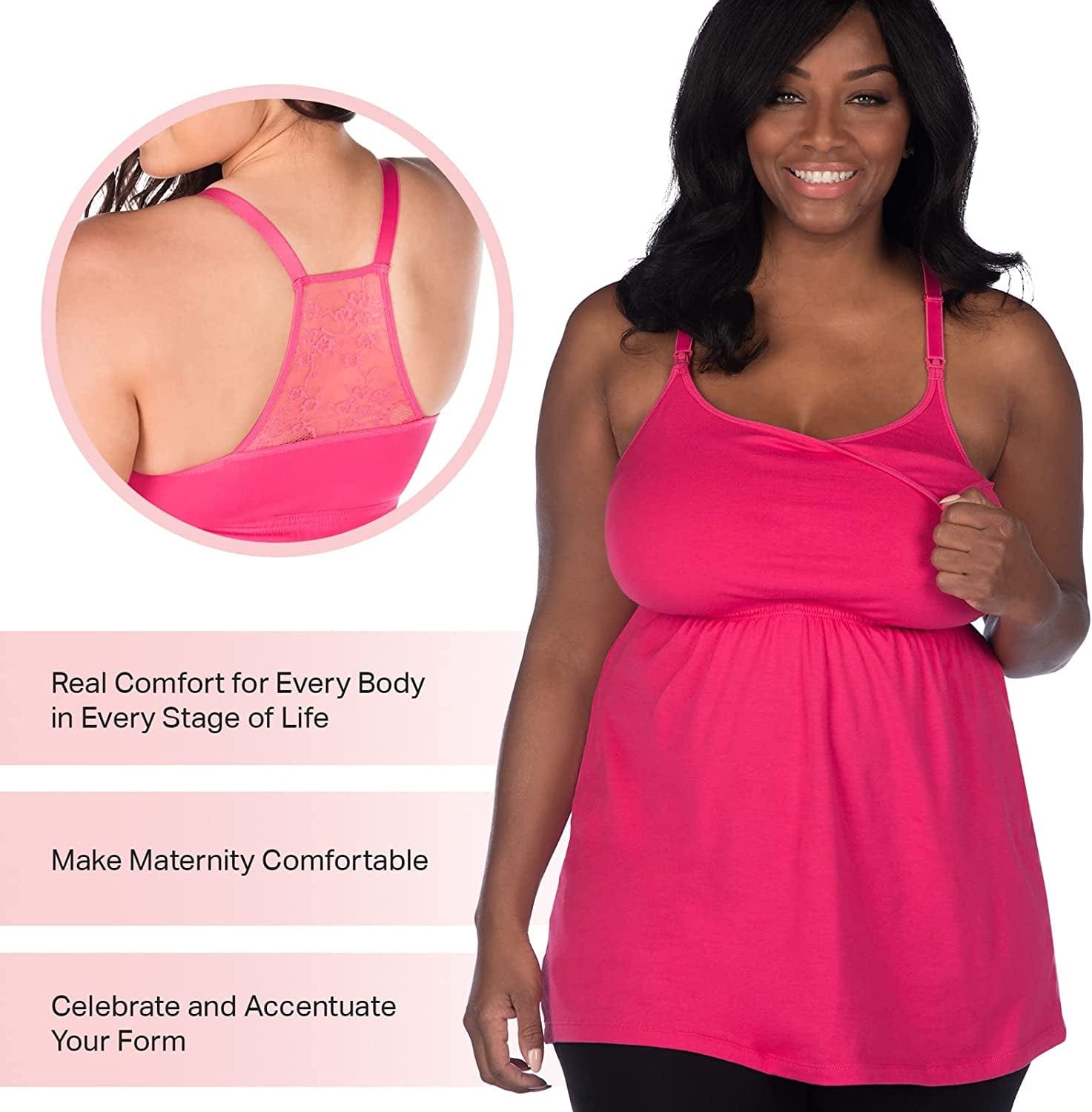Leading Lady Lace Nursing Tank Tops for Breastfeeding - Lace Maternity Tanks with Built in Nursing Bra for Women