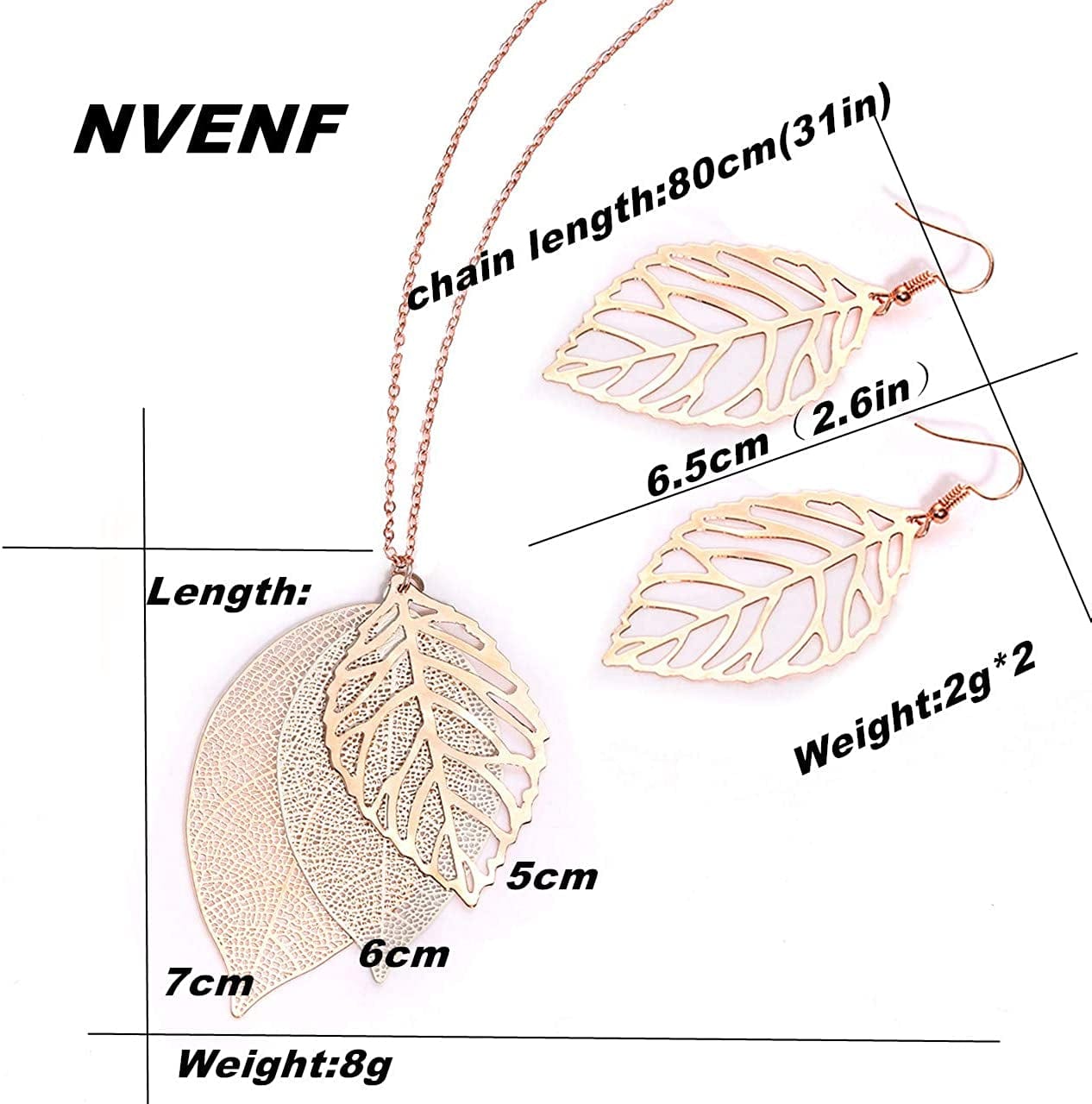 Leaf Earrings and Long Necklaces Set for Women Boho Gold-Tone Multi Tiered Leaves Delicate Chain Dangle Necklace Simpleleaf Statement Dangling Earrings