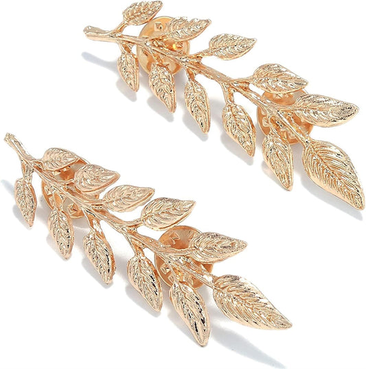Leaf Lapel Pin Feather Brooch Pin for Women Men Hat Bag Suit Tie Dress Accessories,[00366-25-1] Gold Gold 6.6X2Cm [00366-25-1]Gold
