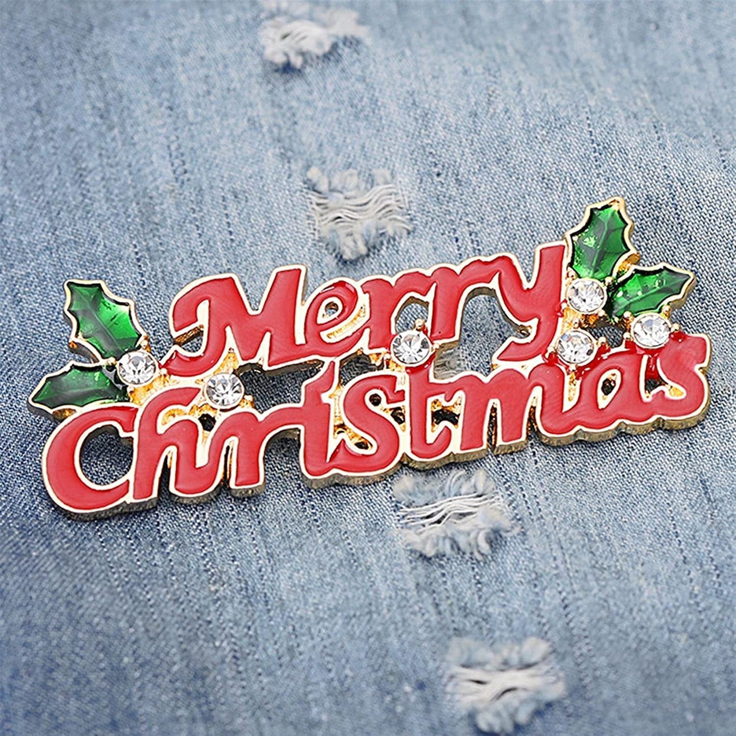Leezaka Christmas Themed Brooch Pins with Rhinestone Decorations for Lapel Backpack Coat,Merry Christmas,2.480.98 Inch 2.48*0.98 Inch Merry Christmas / 2.48*0.98 inch