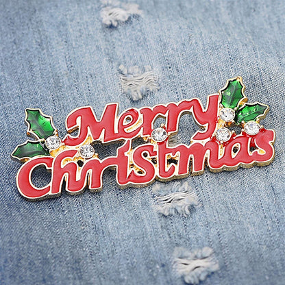 Leezaka Christmas Themed Brooch Pins with Rhinestone Decorations for Lapel Backpack Coat,Merry Christmas,2.480.98 Inch 2.48*0.98 Inch Merry Christmas / 2.48*0.98 inch
