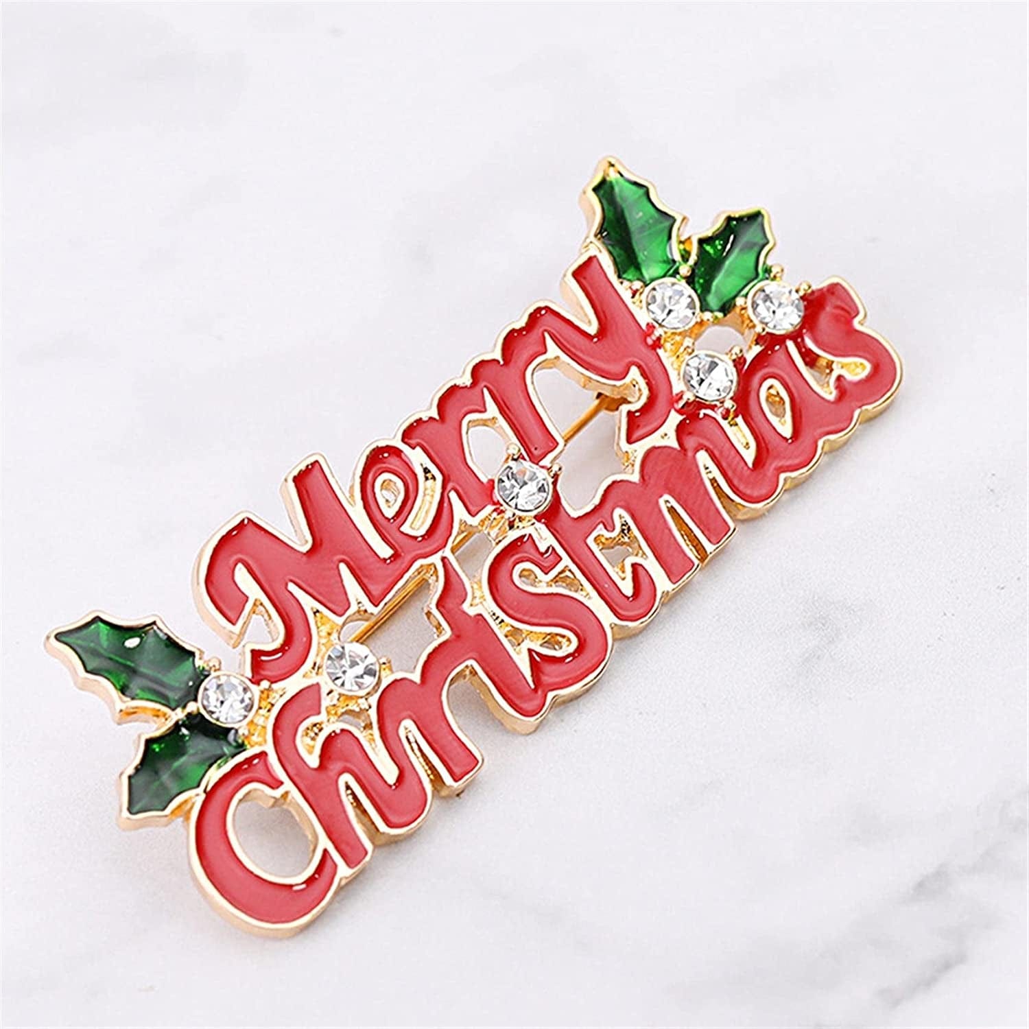 Leezaka Christmas Themed Brooch Pins with Rhinestone Decorations for Lapel Backpack Coat,Merry Christmas,2.480.98 Inch 2.48*0.98 Inch Merry Christmas / 2.48*0.98 inch