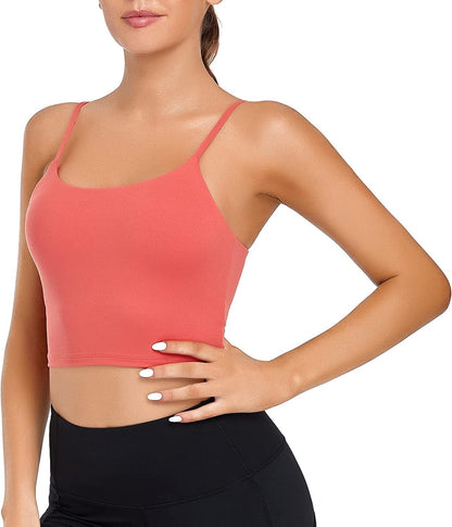 Lemedy Women Padded Sports Bra Fitness Workout Running Shirts Yoga Tank Top Red Coral / X-Large