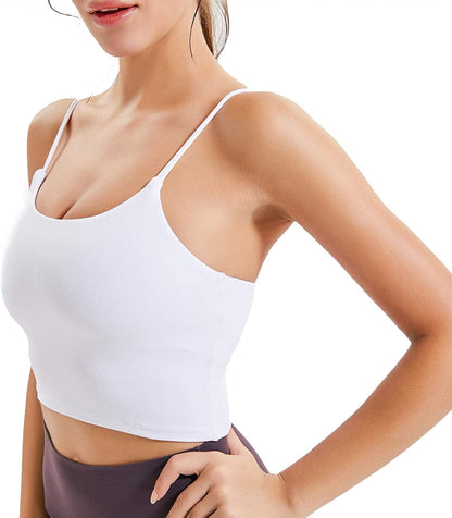 Lemedy Women Padded Sports Bra Fitness Workout Running Shirts Yoga Tank Top White / XX-Large