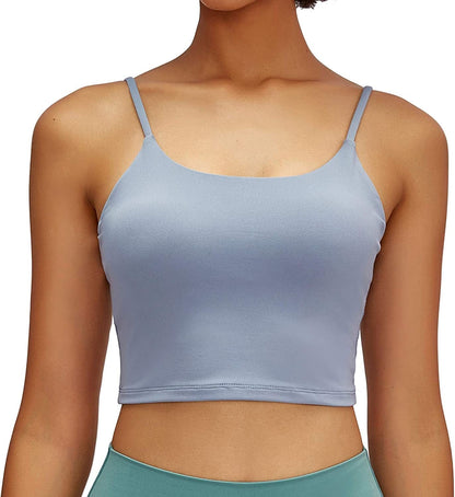 Lemedy Women Padded Sports Bra Fitness Workout Running Shirts Yoga Tank Top Light Blue / XX-Large