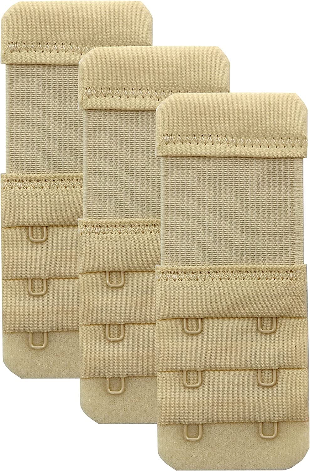 Leonhien Women'S Bra Extender 2 Hook / 3 Hook / 4 Hook,Stretchy Soft and Comfortable Bra Strap Extension Stretchy 2 Hook Bra Extender Beige 3pcs