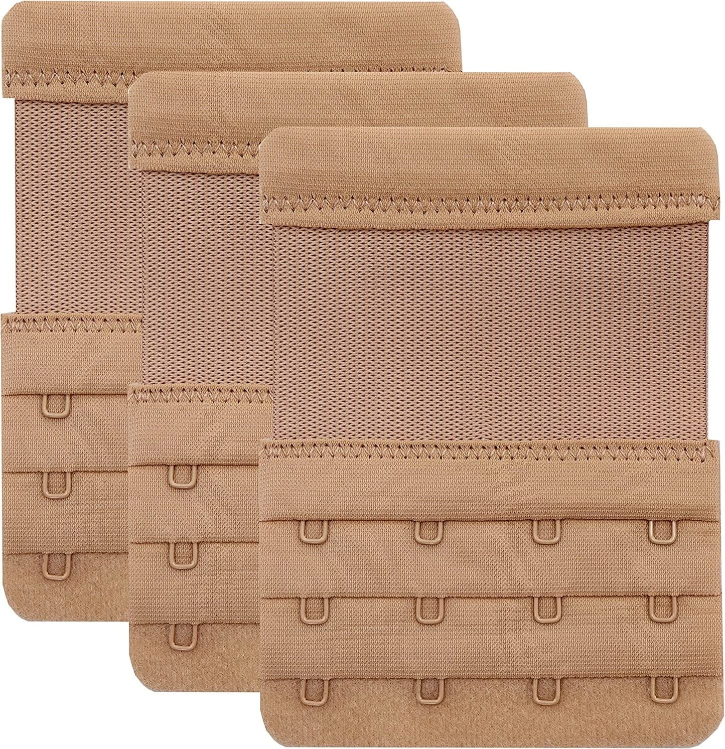 Leonhien Women'S Bra Extender 2 Hook / 3 Hook / 4 Hook,Stretchy Soft and Comfortable Bra Strap Extension Stretchy 4 Hook Bra Extender Skin Color 3pcs