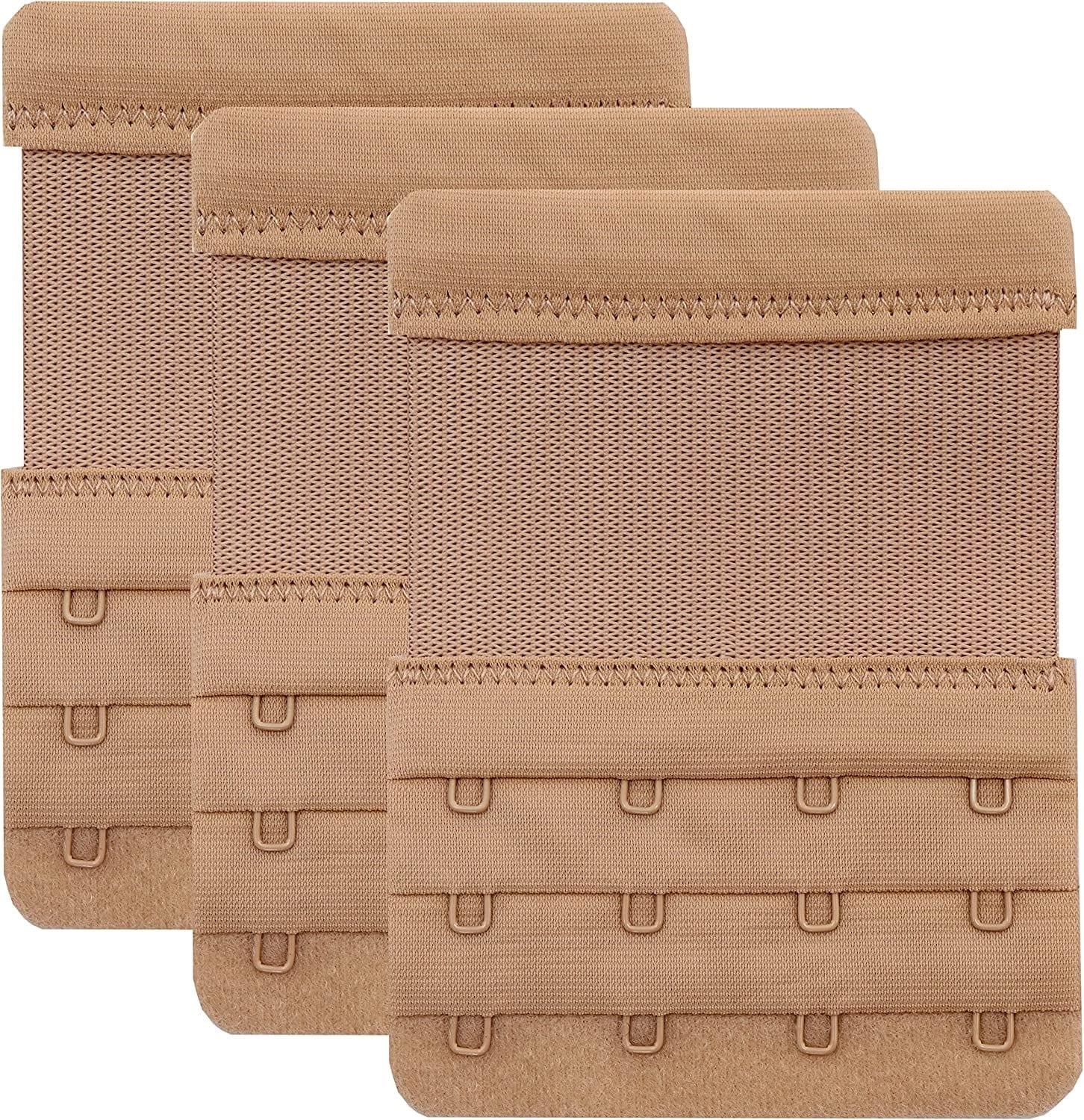 Leonhien Women'S Bra Extender 2 Hook / 3 Hook / 4 Hook,Stretchy Soft and Comfortable Bra Strap Extension Stretchy 4 Hook Bra Extender Skin Color 3pcs