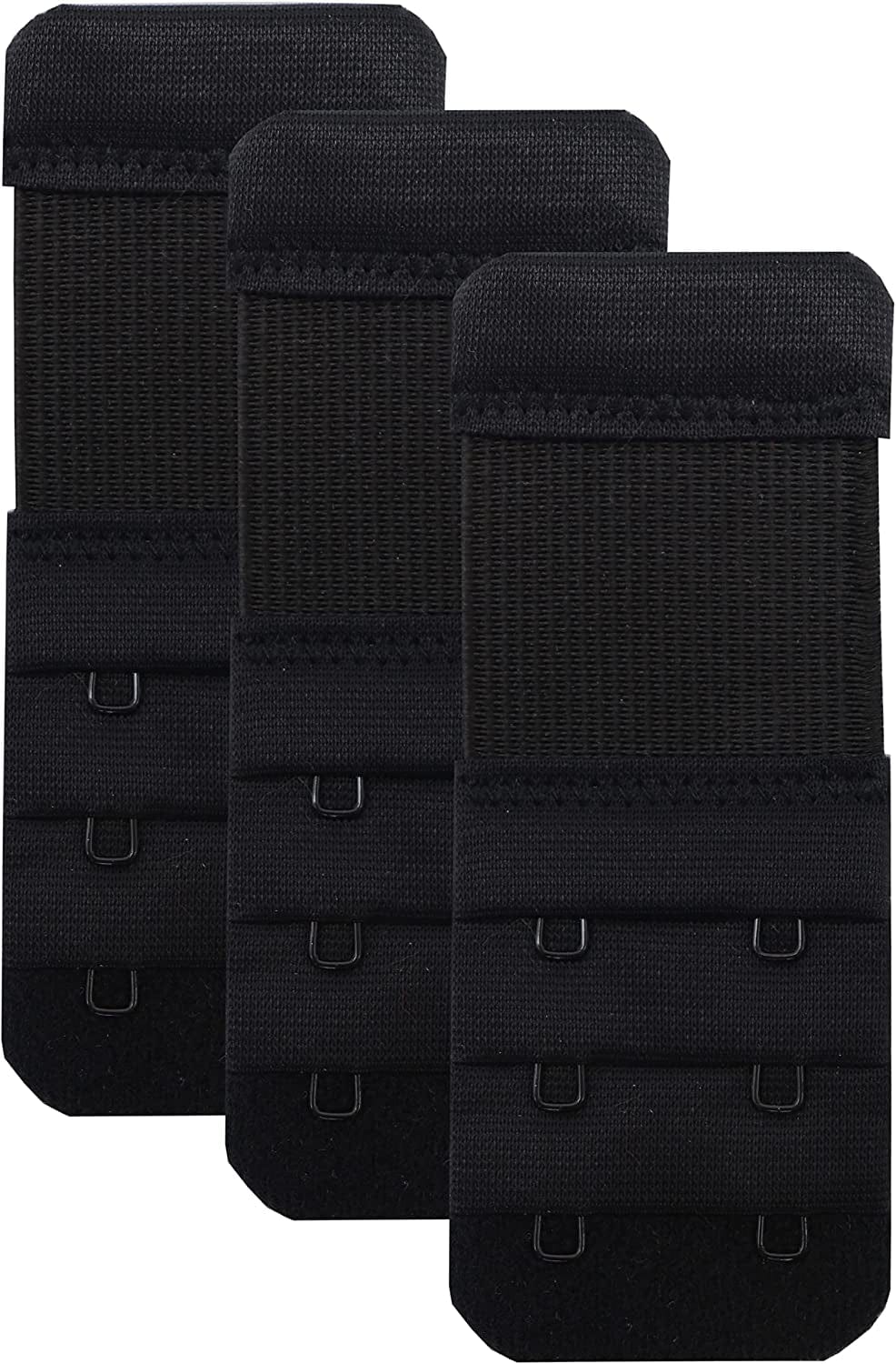 Leonhien Women'S Bra Extender 2 Hook / 3 Hook / 4 Hook,Stretchy Soft and Comfortable Bra Strap Extension Stretchy 2 Hook Bra Extender Black 3pcs