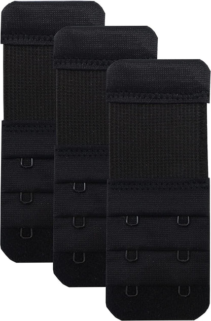 Leonhien Women'S Bra Extender 2 Hook / 3 Hook / 4 Hook,Stretchy Soft and Comfortable Bra Strap Extension Stretchy 2 Hook Bra Extender Black 3pcs