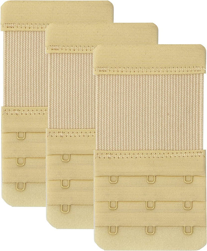 Leonhien Women'S Bra Extender 2 Hook / 3 Hook / 4 Hook,Stretchy Soft and Comfortable Bra Strap Extension Stretchy 3 Hook Bra Extender Beige 3pcs