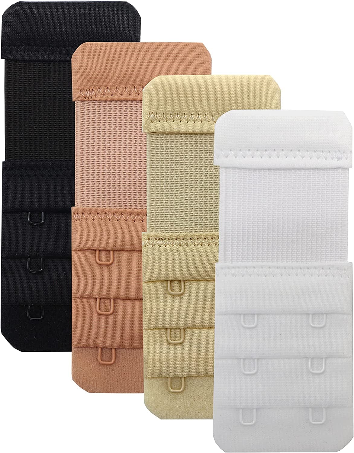 Leonhien Women'S Bra Extender 2 Hook / 3 Hook / 4 Hook,Stretchy Soft and Comfortable Bra Strap Extension 2 Hook Bra Extender Black,skin Color,beige,white