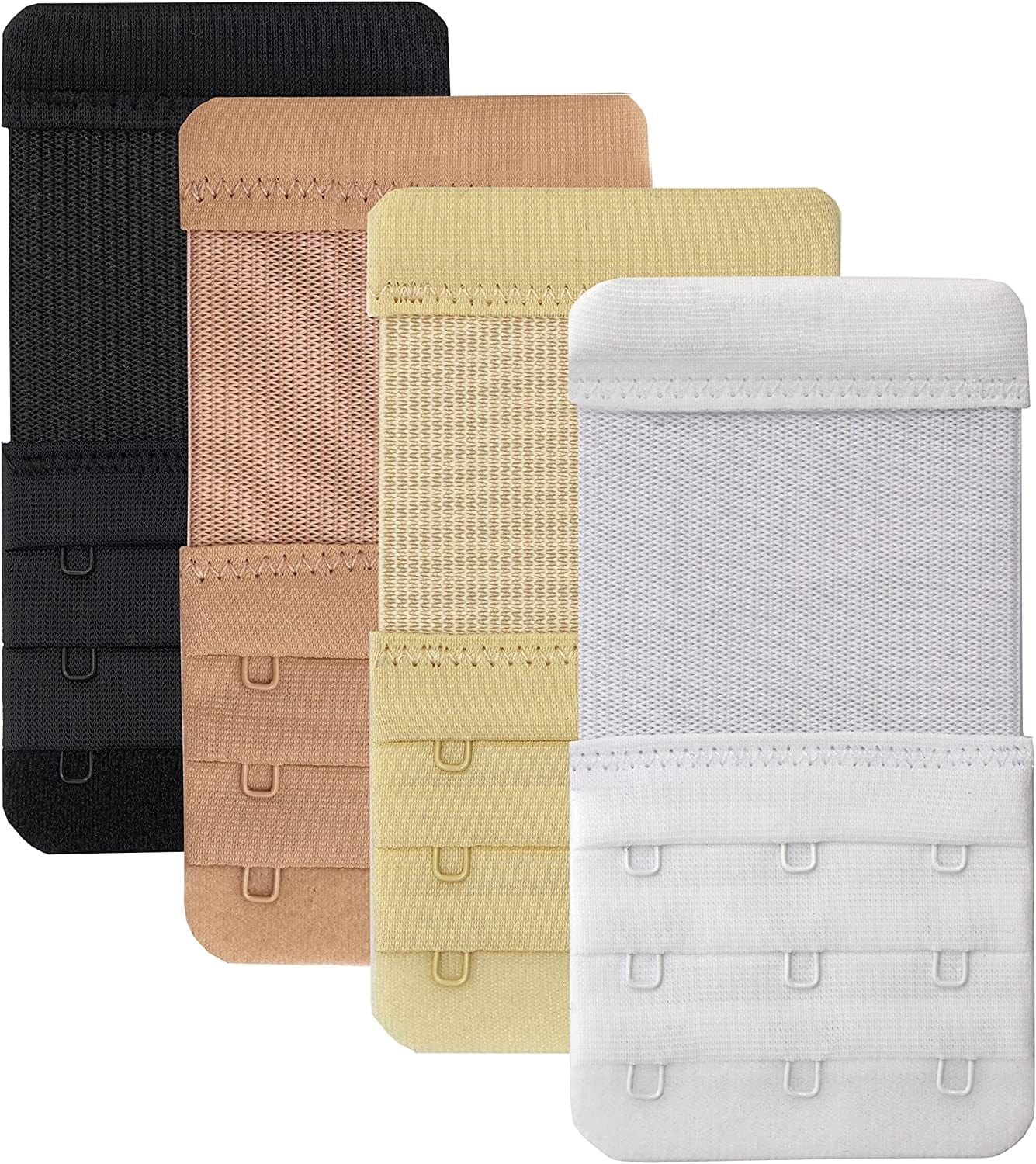 Leonhien Women'S Bra Extender 2 Hook / 3 Hook / 4 Hook,Stretchy Soft and Comfortable Bra Strap Extension Black,beige,skin Color,white