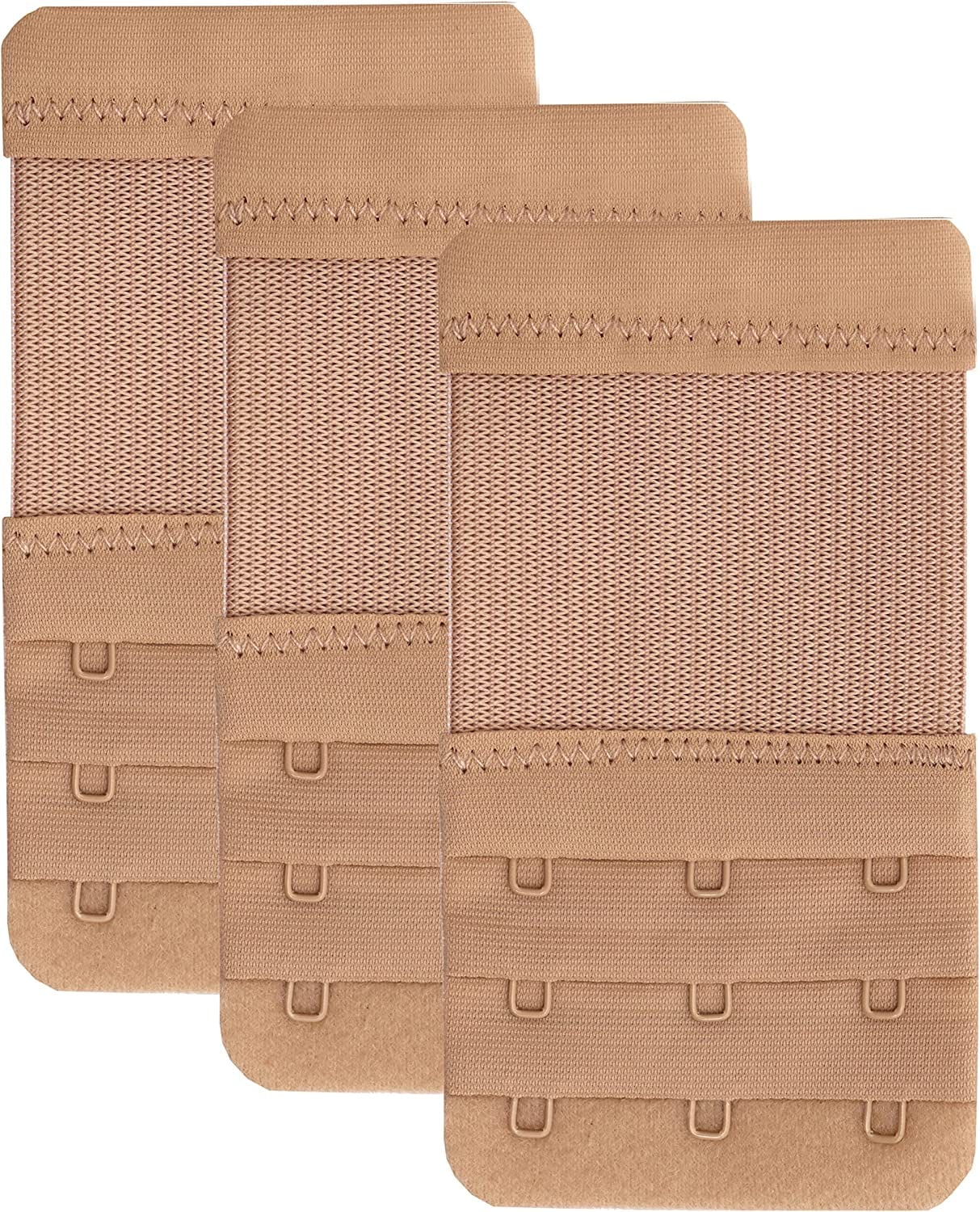 Leonhien Women'S Bra Extender 2 Hook / 3 Hook / 4 Hook,Stretchy Soft and Comfortable Bra Strap Extension Stretchy 3 Hook Bra Extender Skin Color 3pcs