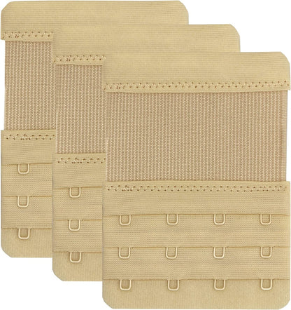 Leonhien Women'S Bra Extender 2 Hook / 3 Hook / 4 Hook,Stretchy Soft and Comfortable Bra Strap Extension Stretchy 4 Hook Bra Extender Beige 3pcs