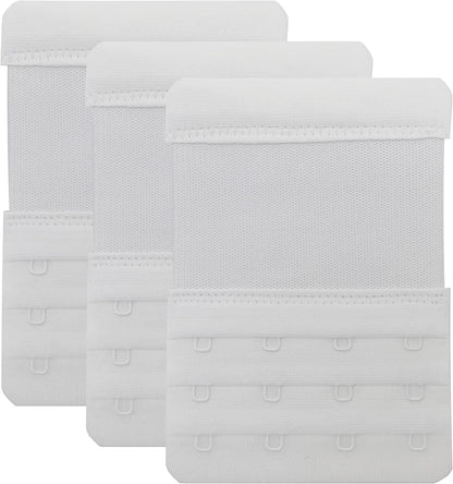 Leonhien Women'S Bra Extender 2 Hook / 3 Hook / 4 Hook,Stretchy Soft and Comfortable Bra Strap Extension Stretchy 4 Hook Bra Extender White 3pcs