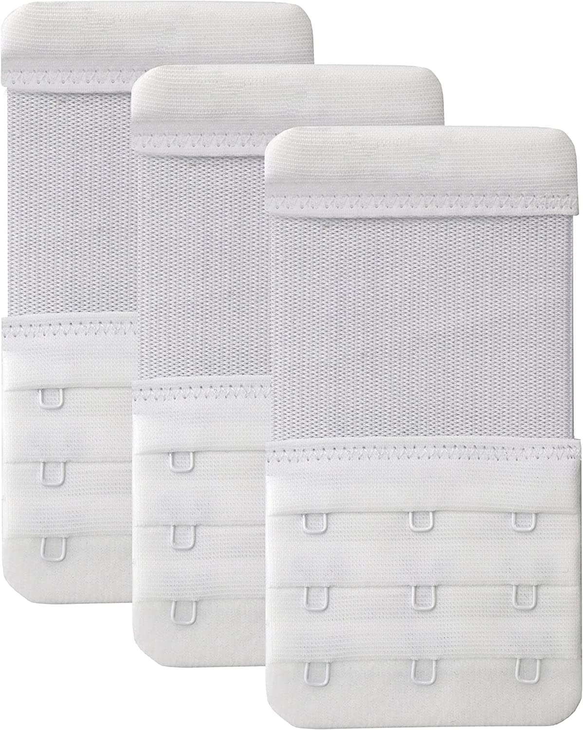 Leonhien Women'S Bra Extender 2 Hook / 3 Hook / 4 Hook,Stretchy Soft and Comfortable Bra Strap Extension Stretchy 3 Hook Bra Extender White 3pcs