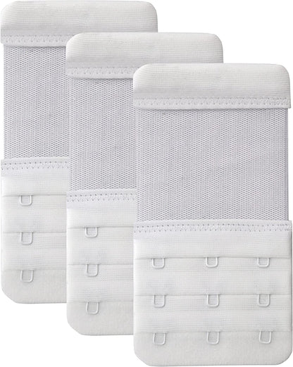 Leonhien Women'S Bra Extender 2 Hook / 3 Hook / 4 Hook,Stretchy Soft and Comfortable Bra Strap Extension Stretchy 3 Hook Bra Extender White 3pcs