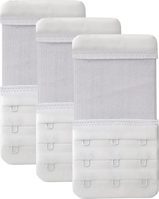 Leonhien Women'S Bra Extender 2 Hook / 3 Hook / 4 Hook,Stretchy Soft and Comfortable Bra Strap Extension Stretchy 3 Hook Bra Extender White 3pcs