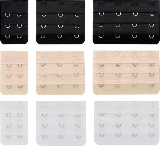 Leonhien Women'S Bra Extenders 2 Hook/3 Hook/4 Hook, Soft and Comfortable Bra Strap Extension 9Pcs-Pack