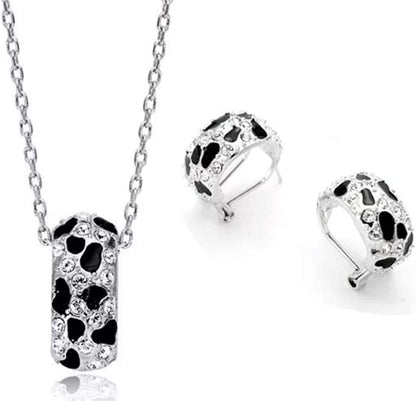 Leopard Animal Print Jewelry Set for Women (Panther) - Earrings, Necklace, Bracelet, Bangle for Evening Wear/Party/Wedding - 18K Gold/Silver Silver Jewelry Set