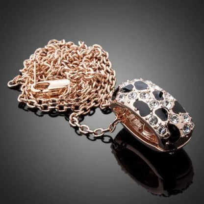 Leopard Animal Print Jewelry Set for Women (Panther) - Earrings, Necklace, Bracelet, Bangle for Evening Wear/Party/Wedding - 18K Gold/Silver