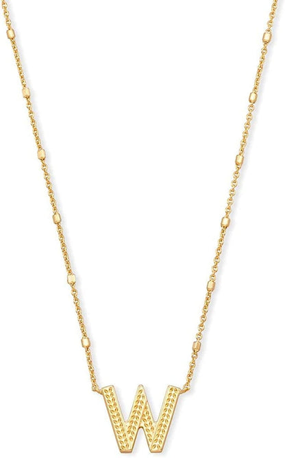 Letters A-Z Pendant Necklace for Women, Fashion Jewelry, 14K Gold-Plated Brass Letter W