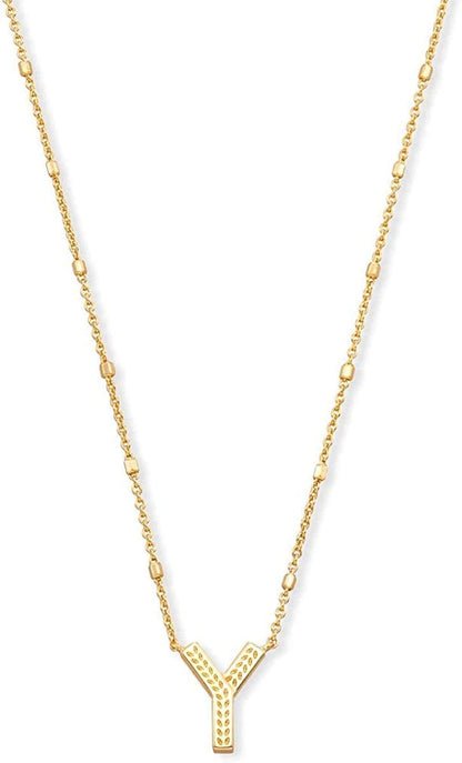 Letters A-Z Pendant Necklace for Women, Fashion Jewelry, 14K Gold-Plated Brass Letter Y