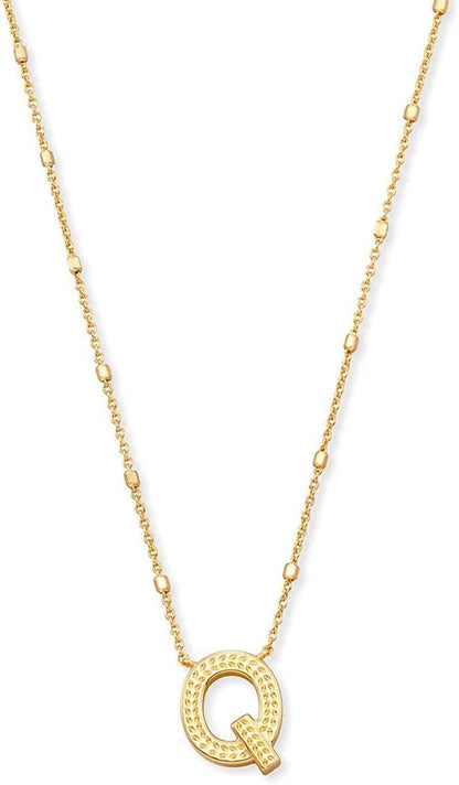 Letters A-Z Pendant Necklace for Women, Fashion Jewelry, 14K Gold-Plated Brass Letter Q