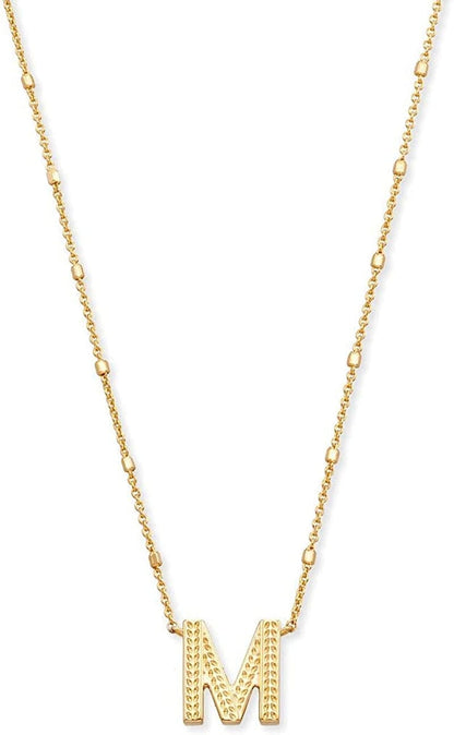 Letters A-Z Pendant Necklace for Women, Fashion Jewelry, 14K Gold-Plated Brass Letter M
