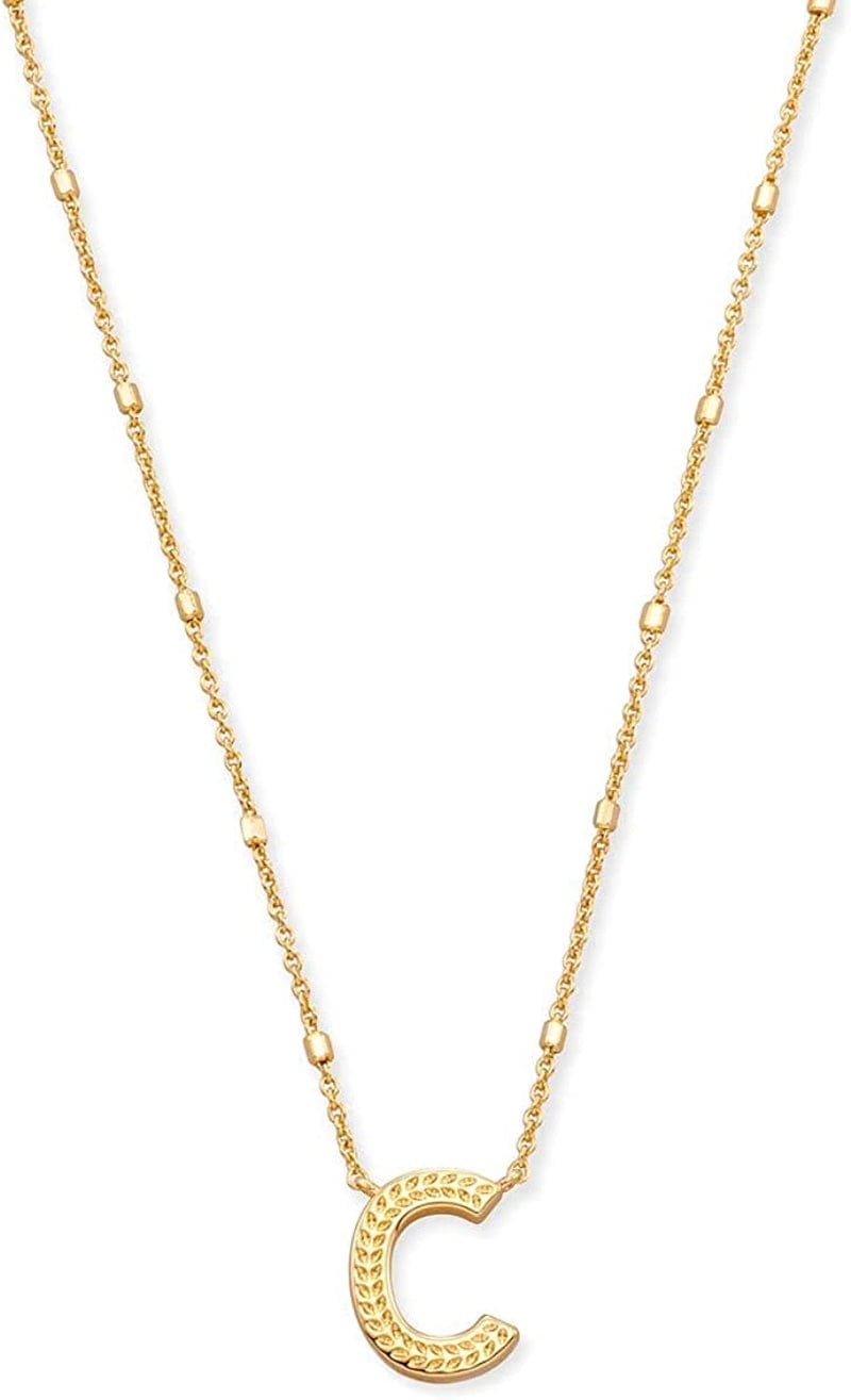 Letters A-Z Pendant Necklace for Women, Fashion Jewelry, 14K Gold-Plated Brass Letter C