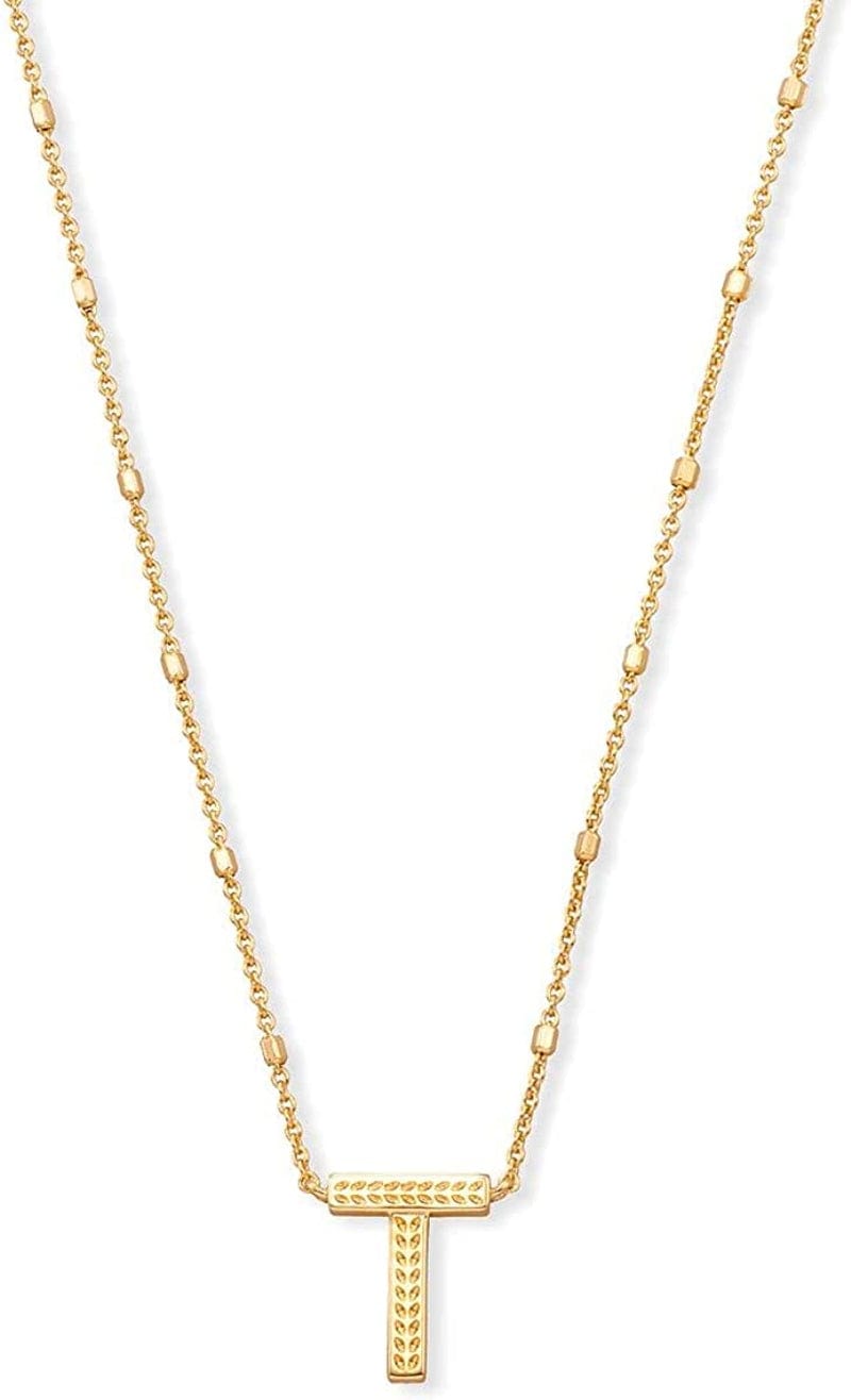 Letters A-Z Pendant Necklace for Women, Fashion Jewelry, 14K Gold-Plated Brass Letter T