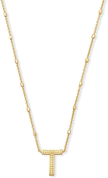 Letters A-Z Pendant Necklace for Women, Fashion Jewelry, 14K Gold-Plated Brass Letter T