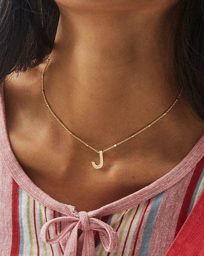 Letters A-Z Pendant Necklace for Women, Fashion Jewelry, 14K Gold-Plated Brass