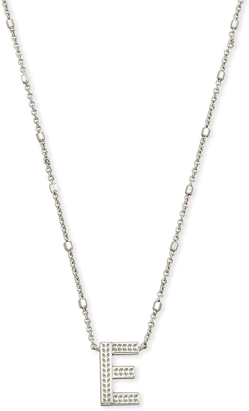 Letters A-Z Pendant Necklace for Women, Fashion Jewelry, Rhodium-Plated Brass Letter E